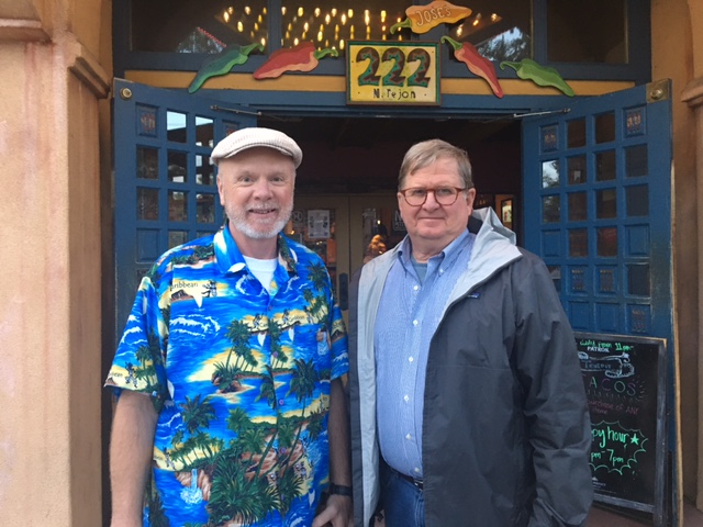 In October 2021, WB John Wilson (L) and WB Charlie Cleveland (R) meet in Colorado Springs for refreshments and reminiscences.